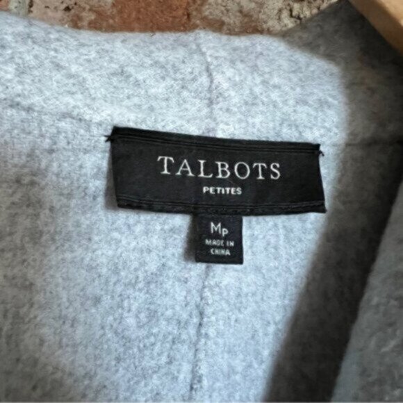 Talbots * Boiled Wool Blazer Jacket Open Front Light / Dark Gray EUC - Picture 3 of 15